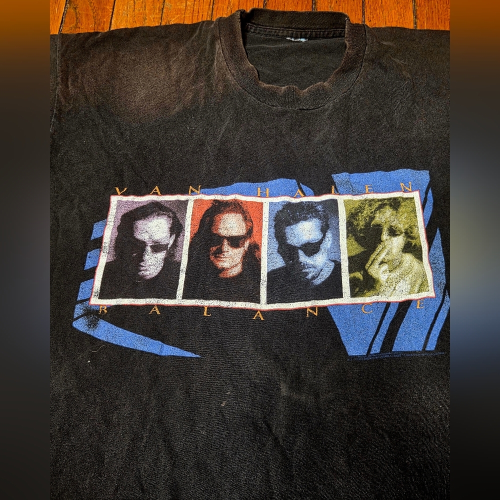 Van Halen Balance Tour Concert T Shirt 1995-96 Black Sleeves Cut Size L / XL W4
